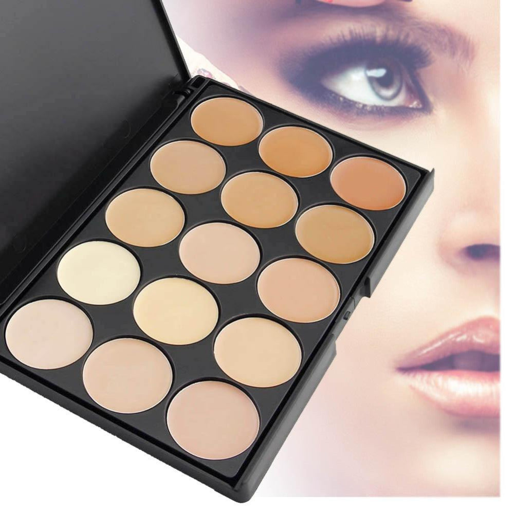 Professional 15 Color Bronzer Nude Powder Makeup Matte Glitter Face Compact Contour Concealer Palette
